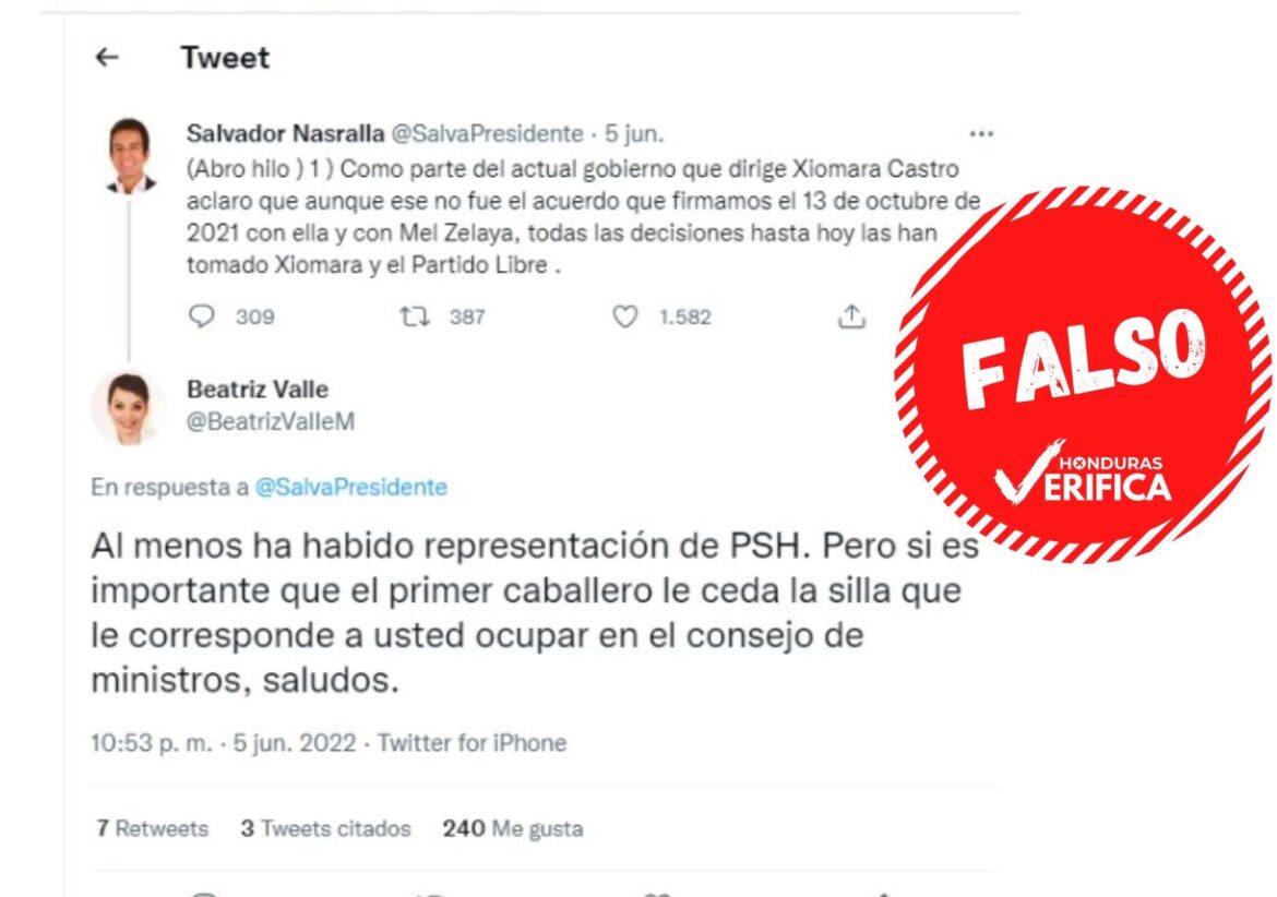 Tweet cuenta falsa de Beatriz Valle