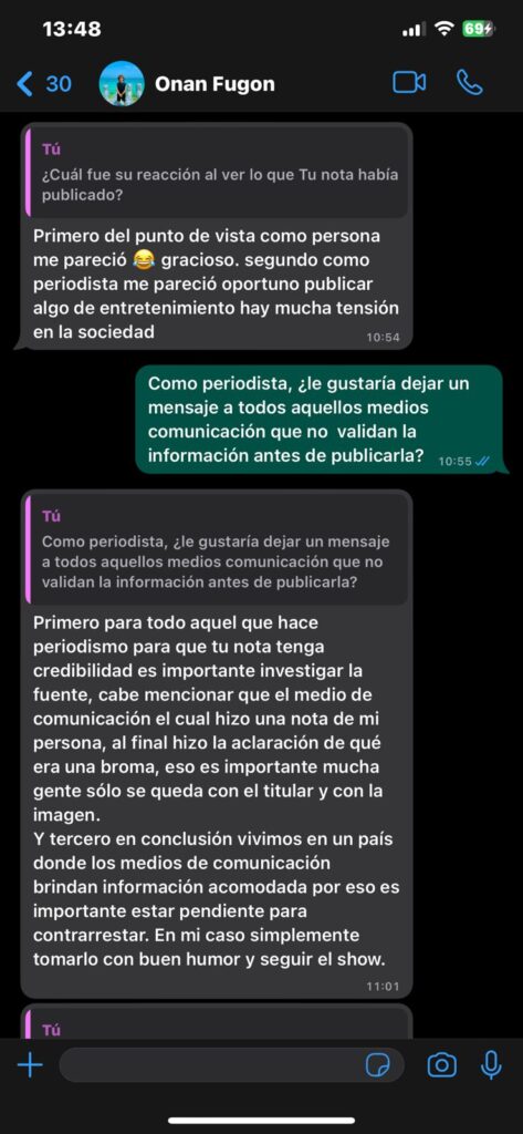 Declaración de Onan Carcamo