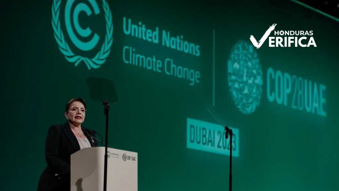 Xiomara Castro en el COP28 en Dubái, Emiratos Árabes Unidos